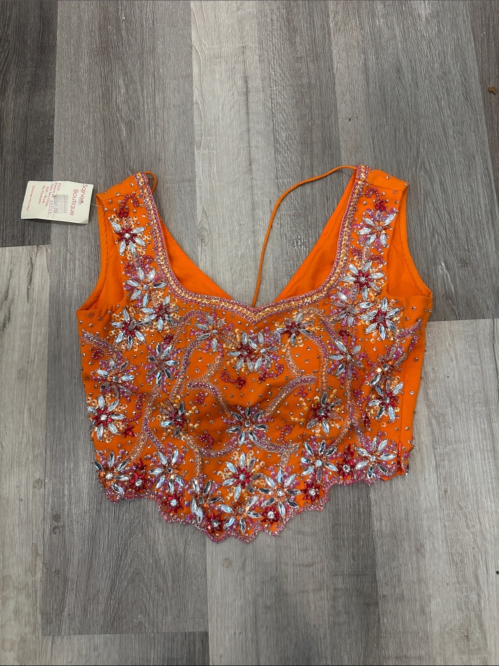 Embellished Orange Women's Crop Top